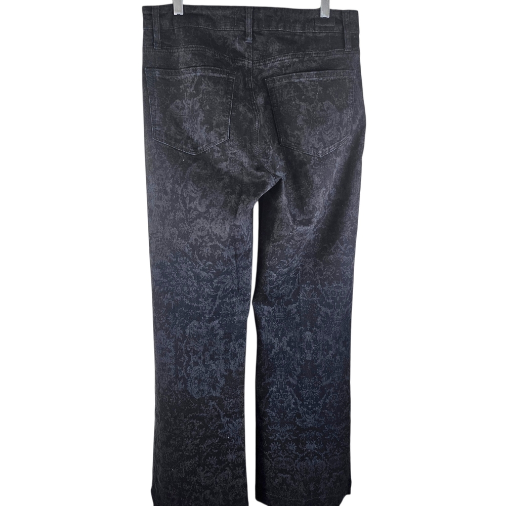PAIGE LEENAH Black Floral Laser Cut High Waist Flared Jeans In 30 NWOT - Picture 7 of 12
